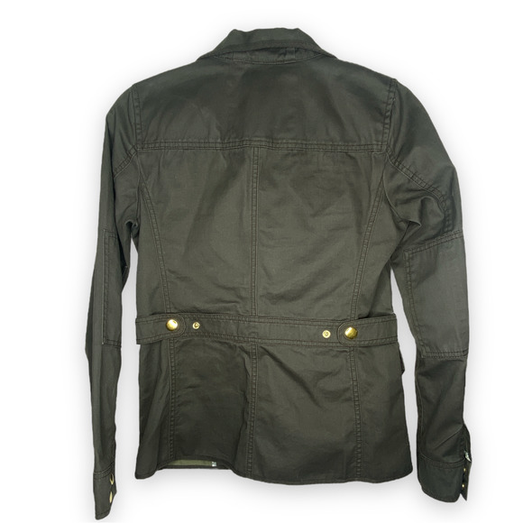 J. Crew Resin Coated Twill Field Olive Green Jacket XXS STYLE: 27584 - Picture 8 of 9